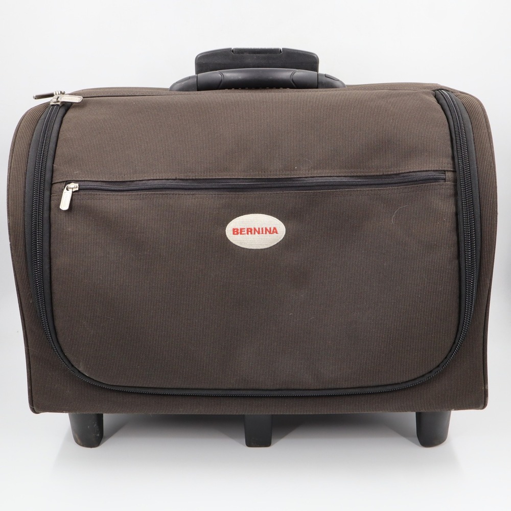 Bernina Sewing Machine Trolley Rolling Carrying Case Brown Large Padded Wheels